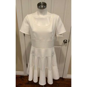 Rebecca Taylor White Textured Fit & Flare Short Sleeve Dress, Size 10 (US) NWT!